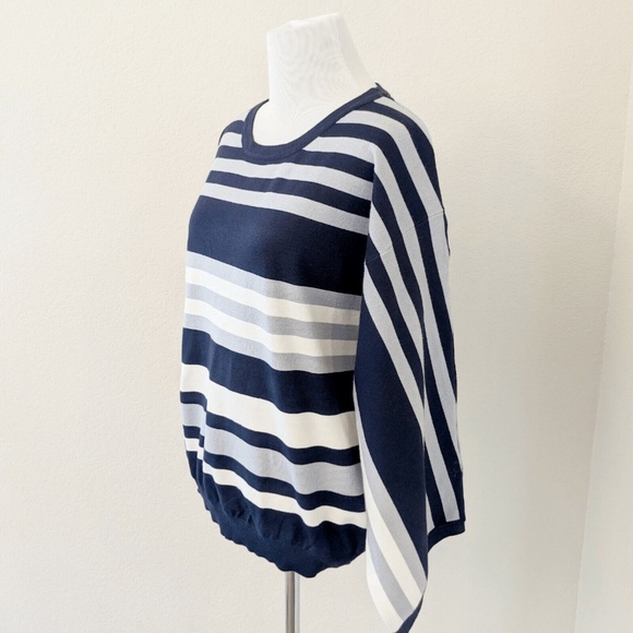 Catherine Malandrino Sweater Large Blue Striped Wide Sleeve NWT - Picture 3 of 5